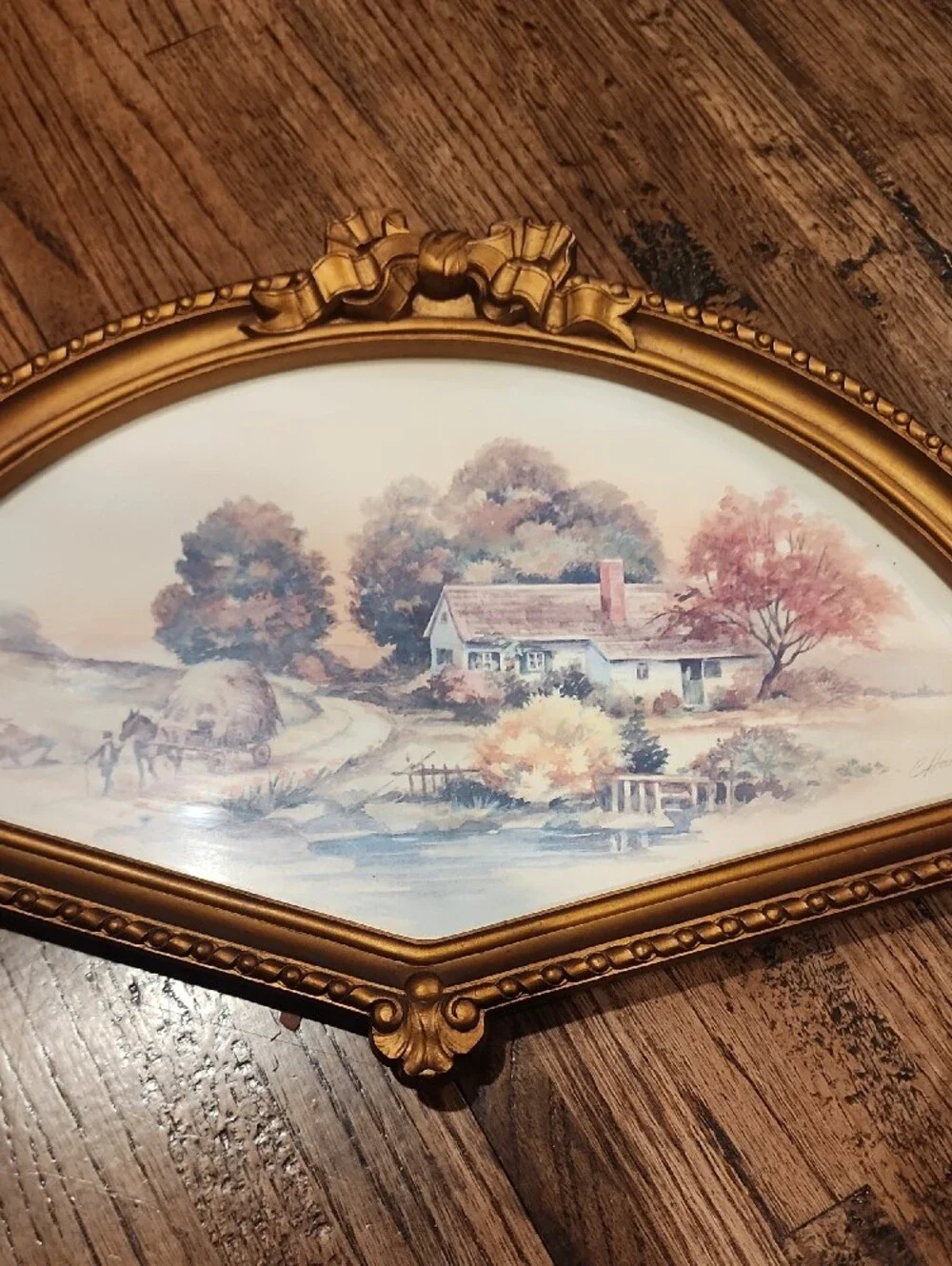 Homco Gold Framed Pastoral Cottage Wall Art